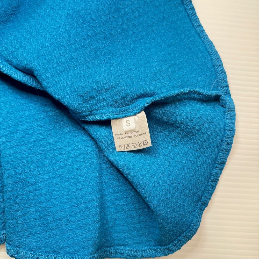 Ganni Peplum Top Women’s Small Blue Summer Dopamine Dressing Scandi Euro Coastal - Picture 10 of 13